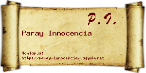 Paray Innocencia névjegykártya